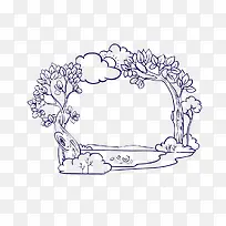 手绘树和云-空若网 手绘树和云-空若网