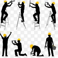 安装工人梯子工具箱素材-空若网 安装工人梯子工具箱素材-空若网