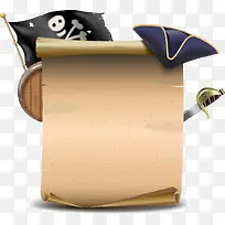 海贼旗子卷纸PNG矢量素材-空若网 海贼旗子卷纸PNG矢量素材-空若网