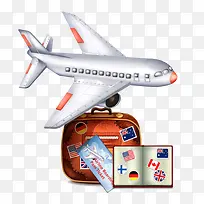 飞机下的箱子和护照插画-空若网 飞机下的箱子和护照插画-空若网