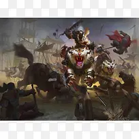 骑老虎的武将插画-空若网 骑老虎的武将插画-空若网