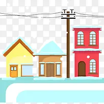 房子雪景插画-空若网 房子雪景插画-空若网