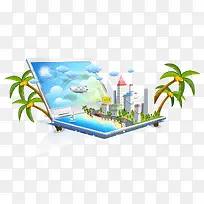 笔记本电脑的海滩城市-空若网 笔记本电脑的海滩城市-空若网