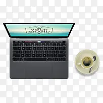 超写实苹果笔记本电脑和咖啡-空若网 超写实苹果笔记本电脑和咖啡-空若网