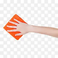 手拿橘黄色的抹布-空若网 手拿橘黄色的抹布-空若网