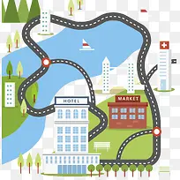 环绕城市相互交错的道路-空若网 环绕城市相互交错的道路-空若网