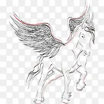 矢量手绘带翅膀的马-空若网 矢量手绘带翅膀的马-空若网
