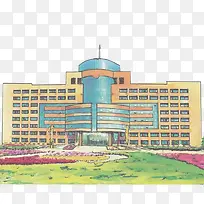 卡通手绘大学教学楼-空若网 卡通手绘大学教学楼-空若网
