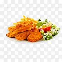 炸鸡薯条配蕃茄蔬菜-空若网 炸鸡薯条配蕃茄蔬菜-空若网