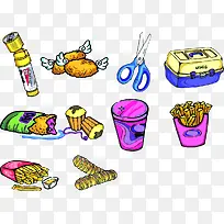 薯条鸡腿快餐食物标志-空若网 薯条鸡腿快餐食物标志-空若网