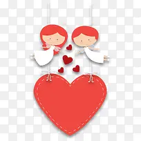 一对天使爱心卡片矢量图-空若网 一对天使爱心卡片矢量图-空若网