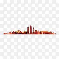 橙色远景城市海报背景-空若网 橙色远景城市海报背景-空若网