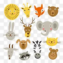 扁平化可爱卡通动物头像-空若网 扁平化可爱卡通动物头像-空若网