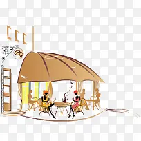 卡通手绘咖啡店-空若网 卡通手绘咖啡店-空若网