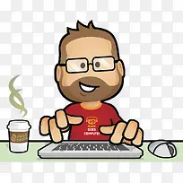 扁平风喝咖啡办公的男士-空若网 扁平风喝咖啡办公的男士-空若网