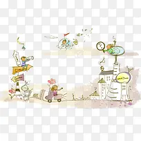 矢量手绘城市建筑素材-空若网 矢量手绘城市建筑素材-空若网