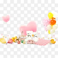 粉色爱心与毛绒玩具-空若网 粉色爱心与毛绒玩具-空若网