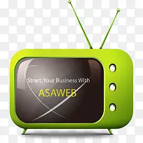 绿色卡通的天线电视-空若网 绿色卡通的天线电视-空若网