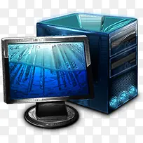 手绘蓝色电脑-空若网 手绘蓝色电脑-空若网