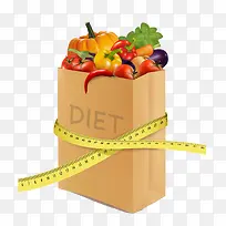 皮尺裹住的纸袋和蔬菜图片-空若网 皮尺裹住的纸袋和蔬菜图片-空若网