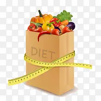 皮尺裹住的纸袋和蔬菜-空若网 皮尺裹住的纸袋和蔬菜-空若网