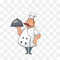 一手托托盘,一手叉腰的厨师-空若网 一手托托盘,一手叉腰的厨师-空若网