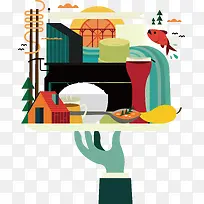 矢量一大盘美食-空若网 矢量一大盘美食-空若网