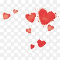 红色水彩漂浮爱心-空若网 红色水彩漂浮爱心-空若网