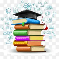 商务书本博士帽矢量素材-空若网 商务书本博士帽矢量素材-空若网