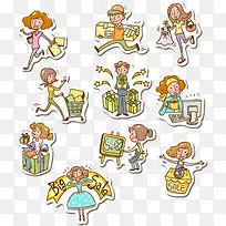 可爱购物插画系列-空若网 可爱购物插画系列-空若网