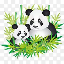 可爱熊猫母子矢量素材-空若网 可爱熊猫母子矢量素材-空若网