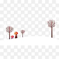 卡通手绘冬季树林-空若网 卡通手绘冬季树林-空若网