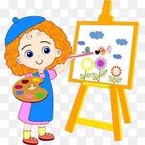 画油画的女孩-空若网 画油画的女孩-空若网