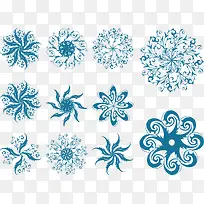 蓝色对称圆形复古花边-空若网 蓝色对称圆形复古花边-空若网