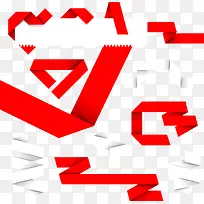 矢量红色白色折纸标签-空若网 矢量红色白色折纸标签-空若网