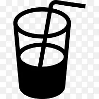 在透明的玻璃用吸管喝图标-空若网 在透明的玻璃用吸管喝图标-空若网