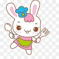 拿着餐具的兔子-空若网 拿着餐具的兔子-空若网