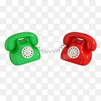 卡通手绘红色与绿色的电话-空若网 卡通手绘红色与绿色的电话-空若网