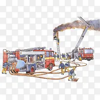 火灾救援插画-空若网 火灾救援插画-空若网