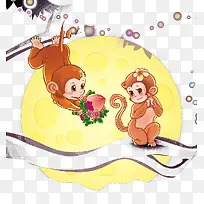 站在树枝上的猴子月亮-空若网 站在树枝上的猴子月亮-空若网