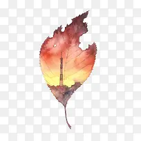 水彩树叶艺术建筑风景画元素-空若网 水彩树叶艺术建筑风景画元素-空若网