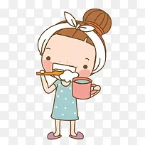 卡通手绘人物刷牙-空若网 卡通手绘人物刷牙-空若网