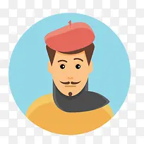 圆形的画家人物头像设计-空若网 圆形的画家人物头像设计-空若网