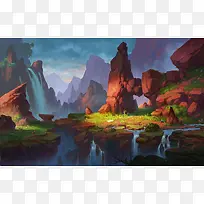 手绘岩石组合插画-空若网 手绘岩石组合插画-空若网