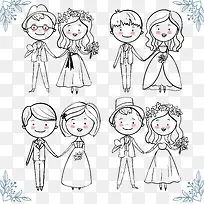 矢量简笔画新郎新娘-空若网 矢量简笔画新郎新娘-空若网