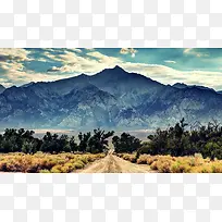 高山蓝天白云树林大道摄影-空若网 高山蓝天白云树林大道摄影-空若网