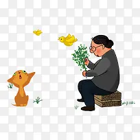 摘菜 插画 人物-空若网 摘菜 插画 人物-空若网