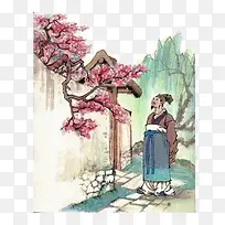 古风插画杏花-空若网 古风插画杏花-空若网