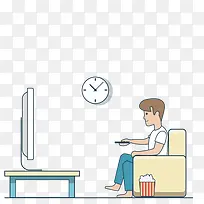 坐在沙发上看电视的男子-空若网 坐在沙发上看电视的男子-空若网