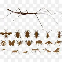 昆虫剪影棕色矢量图-空若网 昆虫剪影棕色矢量图-空若网